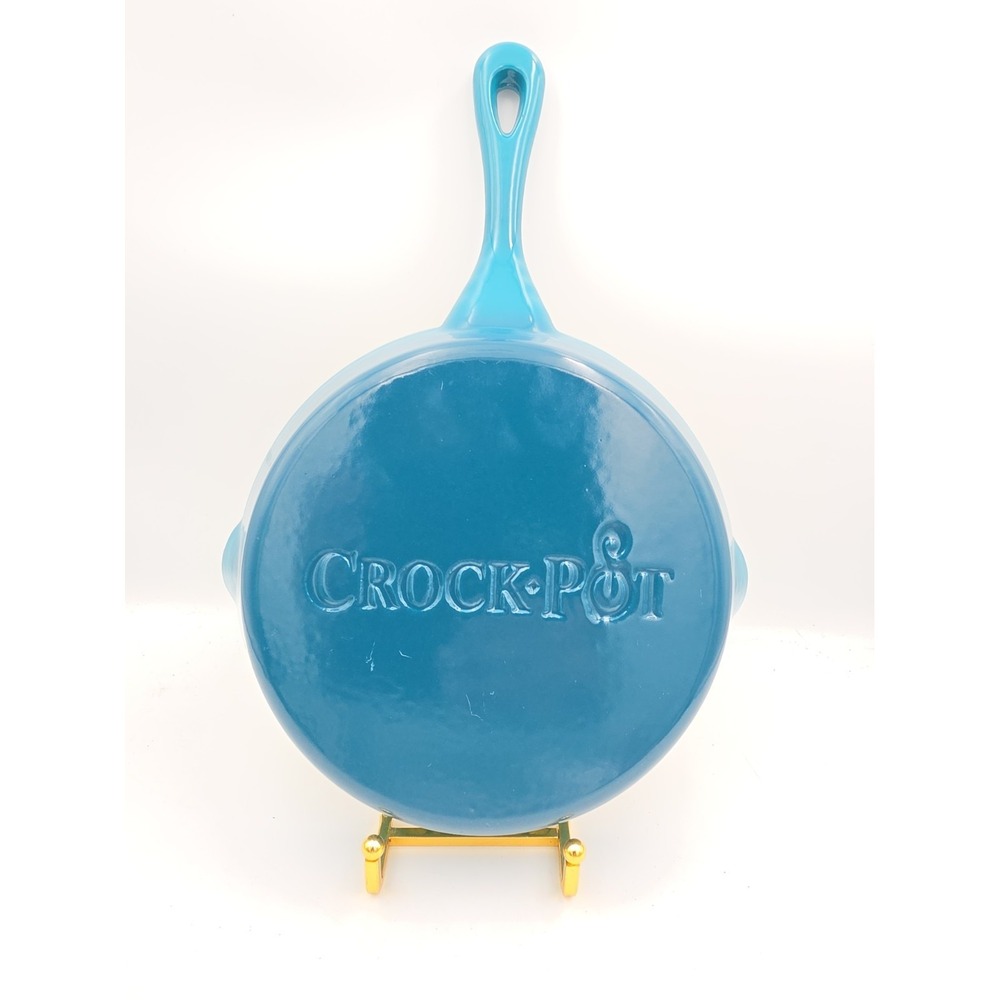 CROCK POT Artisan Skillet 8" Teal Ombre Enameled Cast Iron Fry Pan Oven Safe